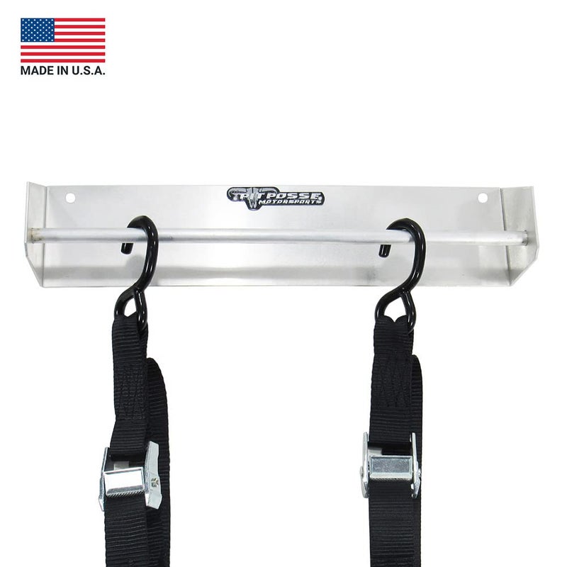 Pit Posse 464 Tie Down Hanger Holder Aluminum Rack - Made in USA - Wall Mounted for Enclosed Race Trailer Garage Shop Storage Organizer- Holds Tie Downs, Ratchet Straps, Bungee Cords (Silver) - Image 2